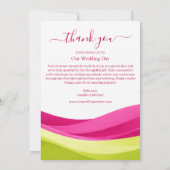 Fuchsia and Lime Green Wedding Thank You Card サンキューカード (裏面)