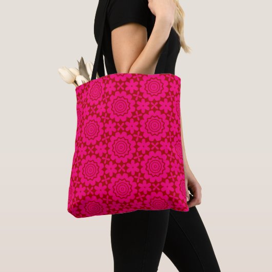 Fuchsia Bloom Geometry Pattern トートバッグ (クローズアップ)