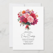Fuchsia, Blush & Coral Bright Floral Bridal Shower 招待状 (正面)