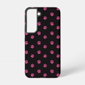  Fuchsia Cat Paw Pattern on Black Background Samsung Galaxyケース (裏面)