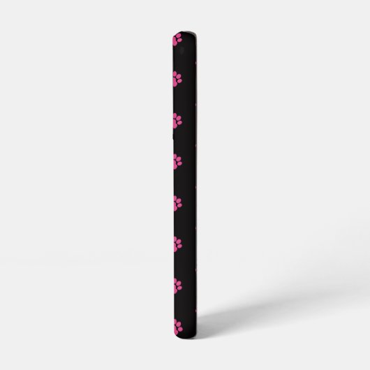  Fuchsia Cat Paw Pattern on Black Background Samsung Galaxyケース (左側面)