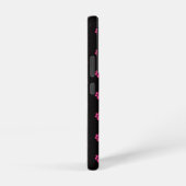 Fuchsia Cat Paw Pattern on Black Background Samsung Galaxyケース (右側面)