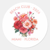 Fuchsia, Coral, & Tangerine Floral Bouquet Custom ラウンドシール (正面)