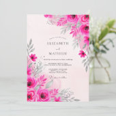 Fuchsia Dainty Watercolor Wedding 招待状 (スタンド正面)