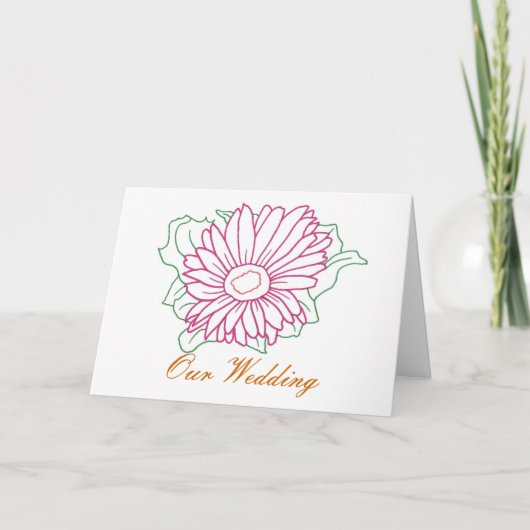 Fuchsia Daisy drawing Our Wedding Invitation Cards 招待状 (正面)