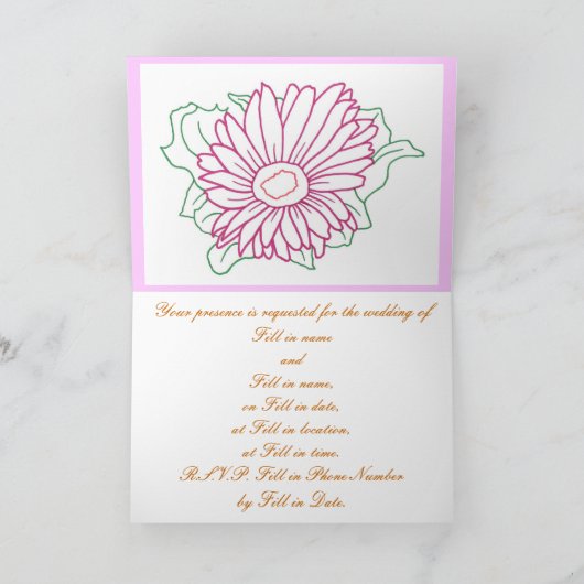 Fuchsia Daisy drawing Our Wedding Invitation Cards 招待状 (内部)