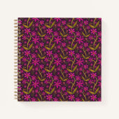 Fuchsia | Dancing Watercolor Daisies ノートブック (正面)