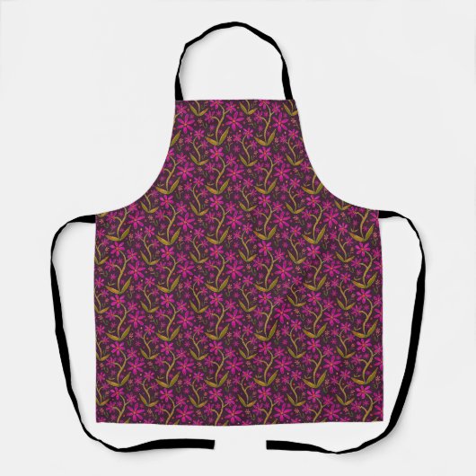 Fuchsia | Dancing Watercolor Daisies Apron エプロン (正面)