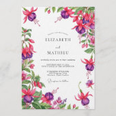 Fuchsia Draping Floral Wedding 招待状 (正面)