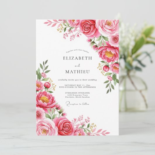 Fuchsia Exquisite Spring Wedding 招待状 (スタンド正面)