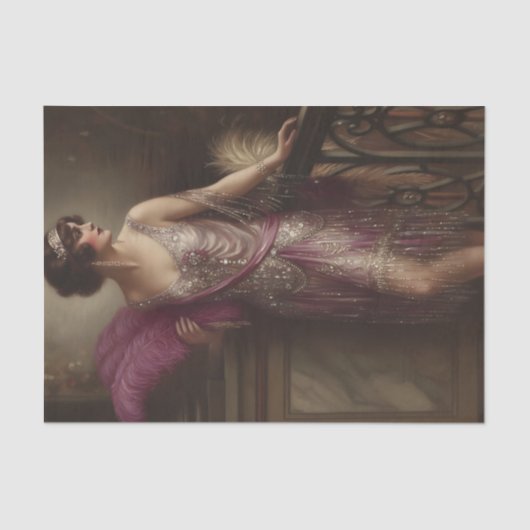 Fuchsia Flapper Glam Decoupage 薄葉紙 (正面)