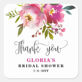 Fuchsia Floral  Bridal Shower  スクエアシール