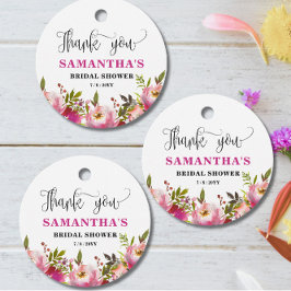 Fuchsia Floral  Bridal Shower  Favor Tags フェイバータグ