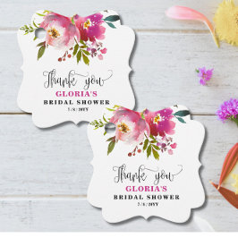 Fuchsia Floral  Bridal Shower Favor Tags フェイバータグ