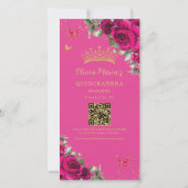 Fuchsia Floral Photo Booth Quinceanera QR code セーブザデート (裏面)