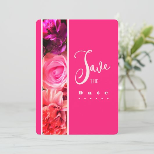 Fuchsia Florals Birthday Party Invitation 招待状 (スタンド正面)