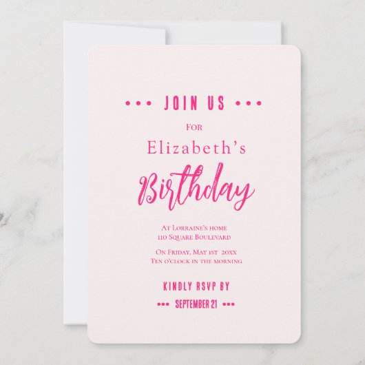 Fuchsia Florals Birthday Party Invitation 招待状 (裏面)