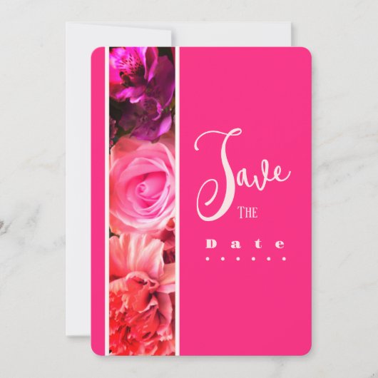 Fuchsia Florals Birthday Party Invitation 招待状 (正面)