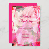 Fuchsia Florals Happy Birthday Card サンキューカード (正面/裏面)