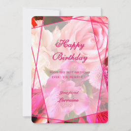 Fuchsia Florals Happy Birthday Card サンキューカード