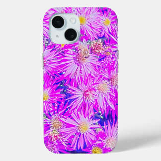 Fuchsia Flowers On Blue iPhone 15ケース
