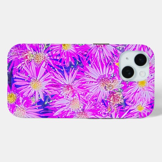 Fuchsia Flowers On Blue Case-Mate iPhoneケース (裏面 (横))