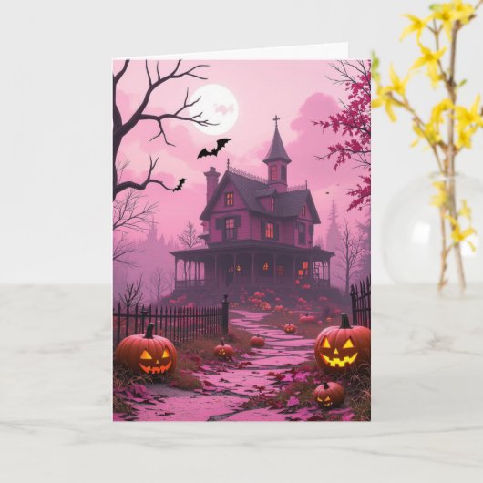 Fuchsia halloween mansion カード (黄色い花)