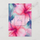 fuchsia hawaiian tropical floral hibiscus wedding エンクロージャーカード (裏面)