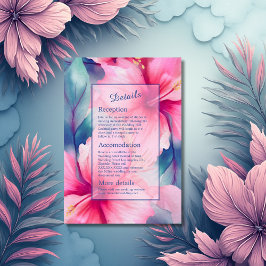 fuchsia hawaiian tropical floral hibiscus wedding エンクロージャーカード