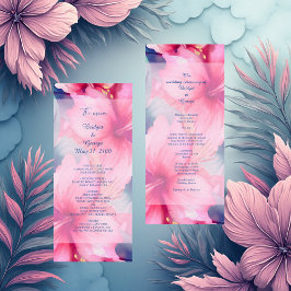 fuchsia hawaiian tropical floral hibiscus wedding プログラム