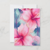 fuchsia hawaiian tropical floral hibiscus wedding 出欠カード (裏面)