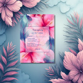 fuchsia hawaiian tropical floral hibiscus wedding 出欠カード