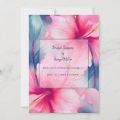 fuchsia hawaiian tropical floral hibiscus wedding 招待状 (正面)