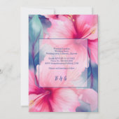 fuchsia hawaiian tropical floral hibiscus wedding 招待状 (裏面)