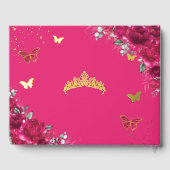 Fuchsia Hot Pink Floral Butterflies QUINCEAÑERA 16 ゲストブック (裏面)
