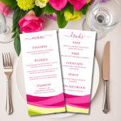 Fuchsia & Lime Green Wedding Dinner and Bar Menu  メニュー