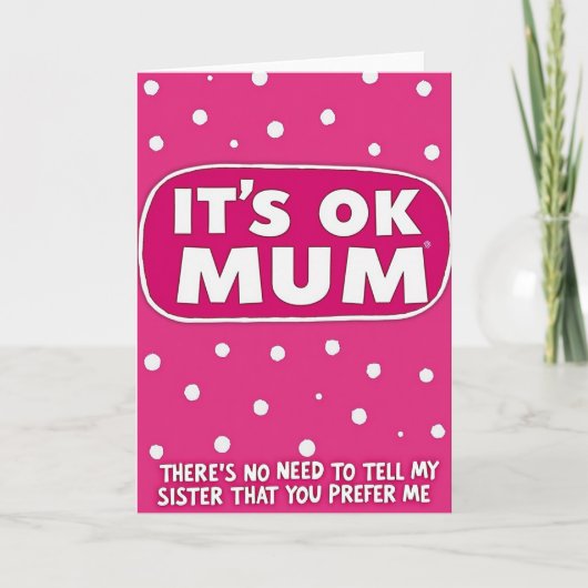 Fuchsia Mums Day Polka Dot Card カード (正面)