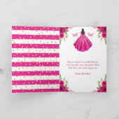 Fuchsia Pink Dress Dark Skin Princess Birthday カード (内部)