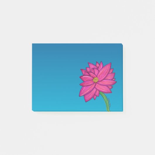 Fuchsia Pink Flower Wide Post-It Notes ポストイット (正面)