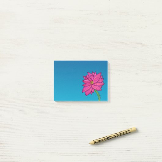 Fuchsia Pink Flower Wide Post-It Notes ポストイット (デスク上)