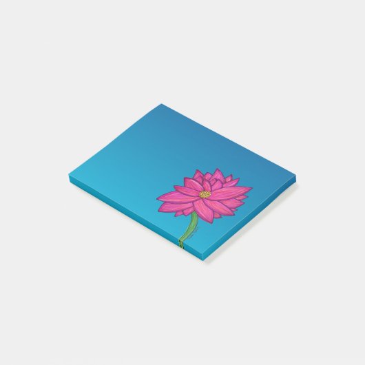 Fuchsia Pink Flower Wide Post-It Notes ポストイット (アングル)