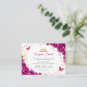 Fuchsia Pink Gold Floral Quinceanera  Details エンクロージャーカード (スタンド正面)