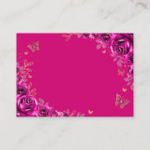 Fuchsia Pink Gold Floral Quinceanera  Details エンクロージャーカード (裏面)