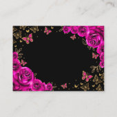 Fuchsia Pink Gold Quinceanera Reception Details エンクロージャーカード (裏面)