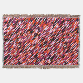Fuchsia pink, orange, black and white camo  スローブランケット