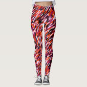 Fuchsia pink, orange, black and white camo レギンス (正面)