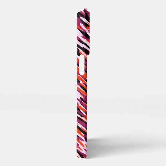 Fuchsia pink, orange, black and white camo  iPhoneケース (右側面)