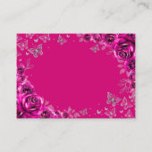 Fuchsia Pink Silver Quinceanera Reception Details エンクロージャーカード (裏面)