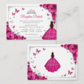 Fuchsia Pink Silver Quincenarea Reception Details エンクロージャーカード (正面/裏面)