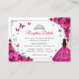 Fuchsia Pink Silver Quincenarea Reception Details エンクロージャーカード